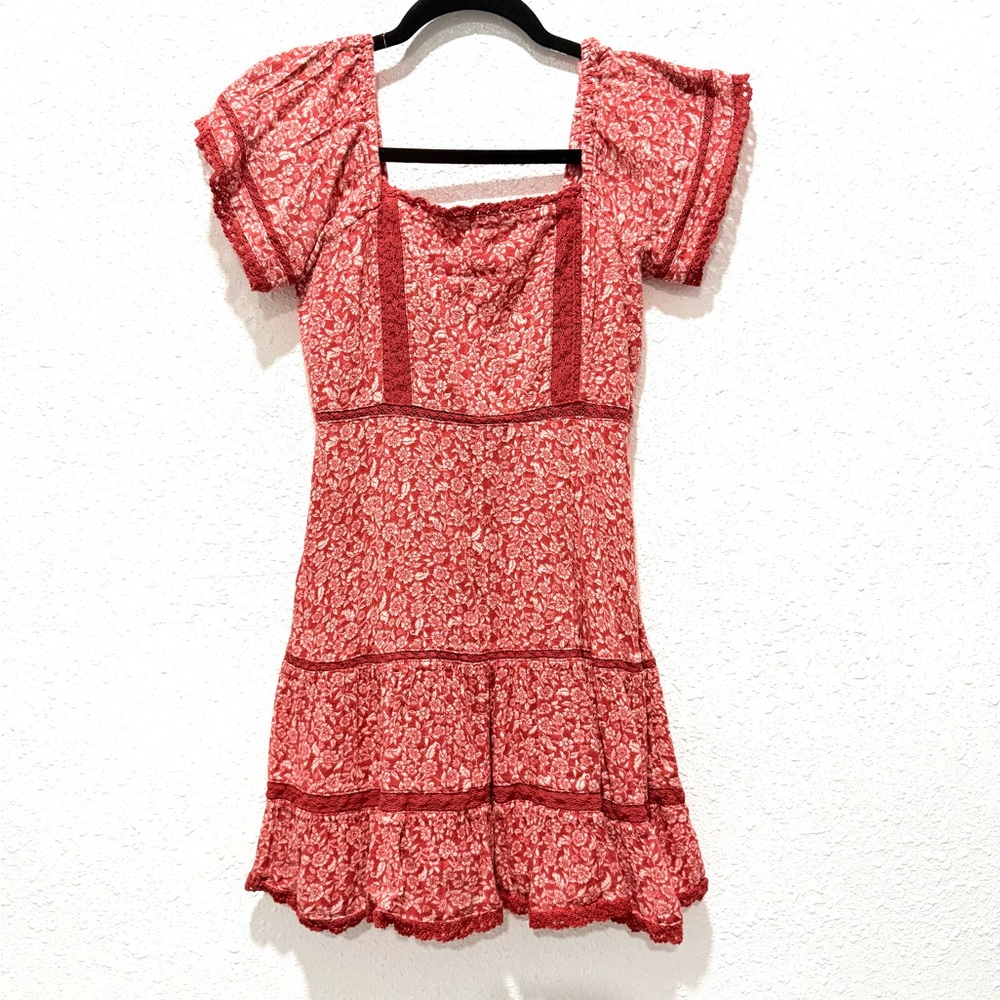 American Eagle Outfitters Red Floral Mini Dress XS